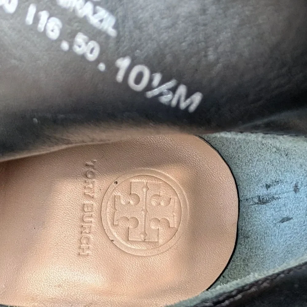 Tory Burch Women's Black Grove Leather Boots Size 10.5 Ankle Zip Cap Toe Western